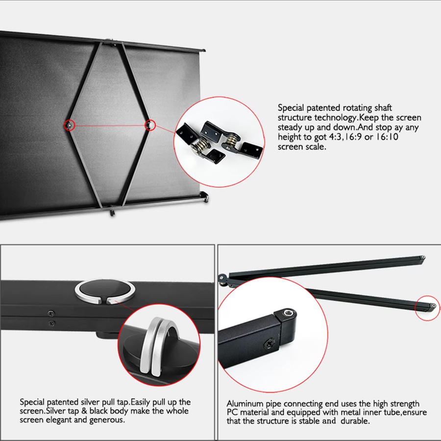 Dodocool Projektorleinwand 50 Zoll, tragbare HD-Projektionsleinwand für Heimkino und Büro, faltbar und zur Wandmontage geeignet, Format 4:3/16:9 - Bild 5