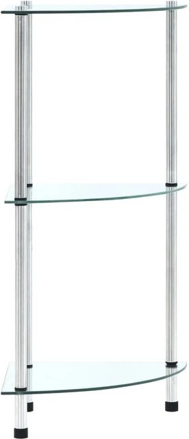 vidaXL Regal mit 3 Ablagen aus Hartglas und Metall, Transparent, B/T/H: 30 x 30 x 67 cm - Bild 1