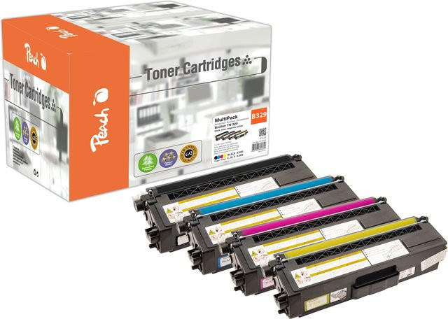 Peach B329 XL Toner-Set für Brother (wiederaufbereitet), 4 Farben: Schwarz, Cyan, Magenta, Gelb, kompatibel mit Brother DCP-L8450CDW, HL-L8350CDW und HL-L8350CDWT - Bild 1
