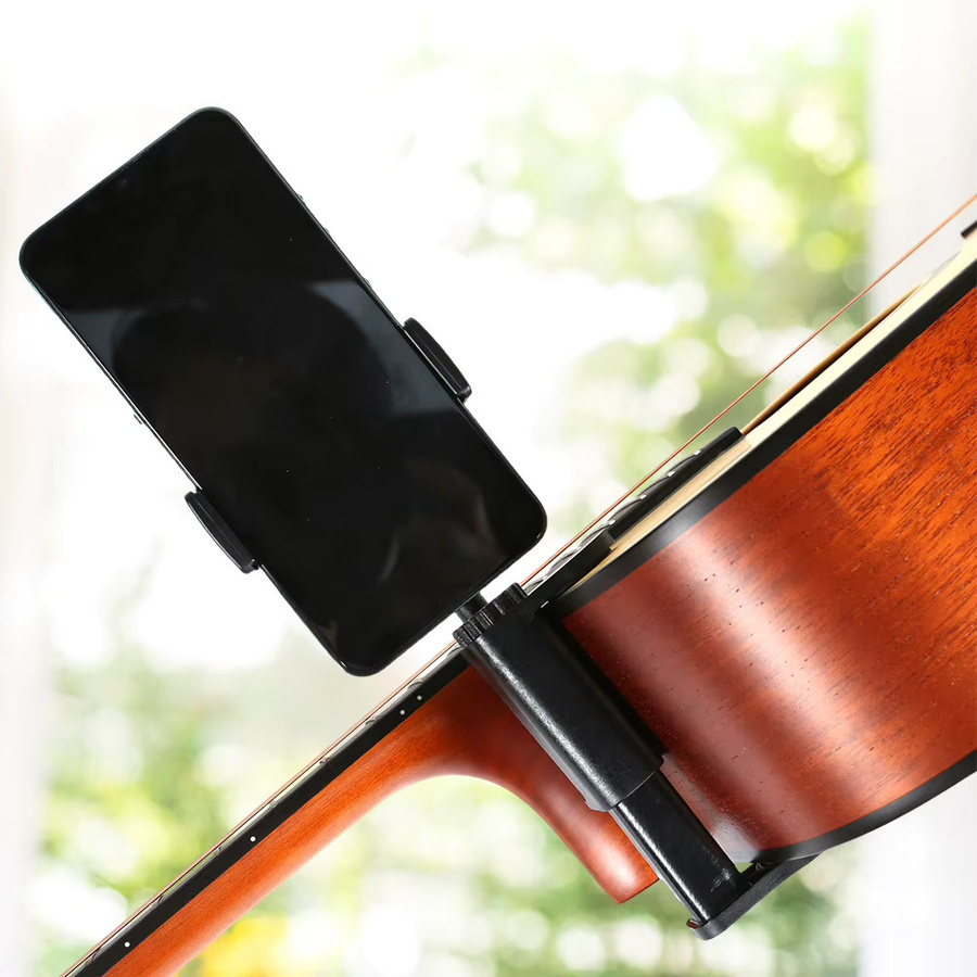 Verstellbare Mehrzweck-Gitarren-Halterung für Smartphone und Kamera in Schwarz für Video-Streaming und Freisprechanrufe - Bild 3