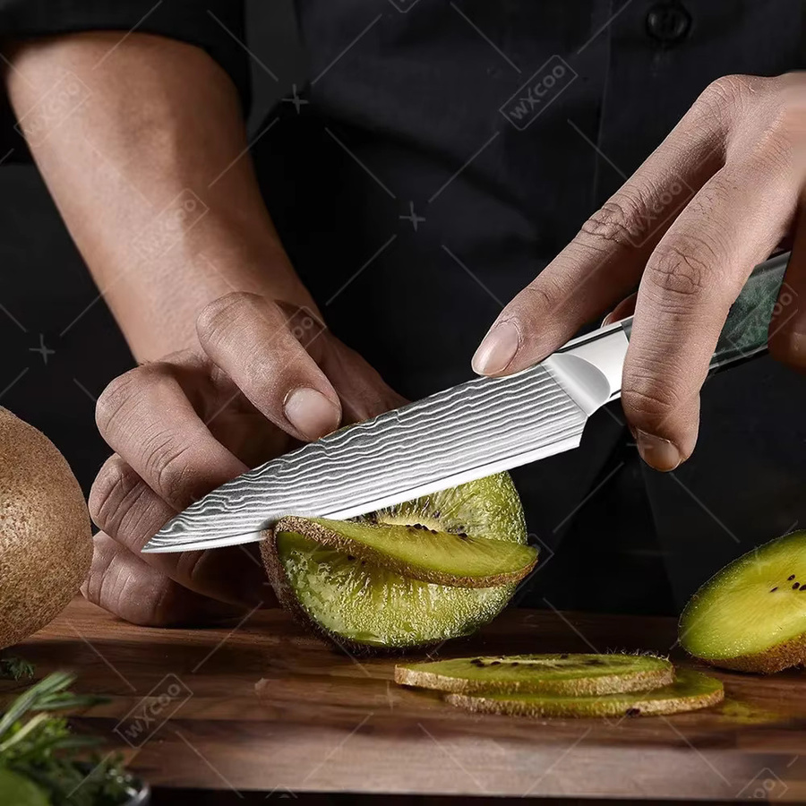 WXCOO Profi Kochmesser aus silberfarbenem Damaststahl, handgeschmiedetes japanisches Küchenmesser für Fleisch, Gemüse und Obst - Bild 4