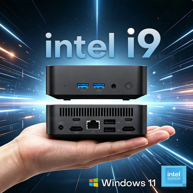 Tragbarer Mini PC mit Intel Core i9/i3 Prozessor, Windows 11 Pro, 16GB RAM, 1TB SSD, WiFi6 und Bluetooth 5.2, Schwarz - Bild 1