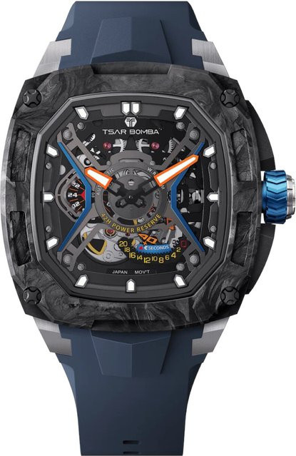 Tsar Bomba Herrenuhr Automatik, Edelstahl, Schwarz, 43 mm, Silikon - Bild 1