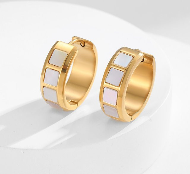 Loe Creolen, Herzform, 316L-Edelstahl, 18 Karat Gold, Damen - Bild 1