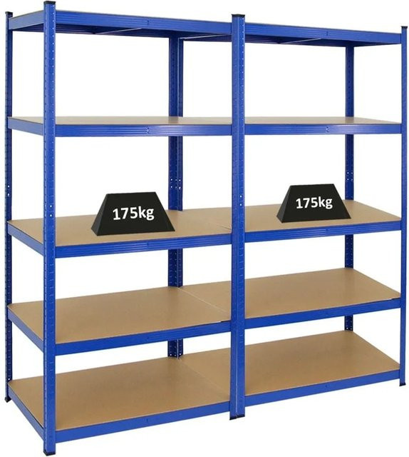 2x PROREGAL Taurus Schwerlastregal Set Blau, Höhe: 180 cm, Breite: 90 cm, Tiefe: 60 cm, mit verstellbaren Fachböden aus MDF-Holzplatten und Metall - Bild 1