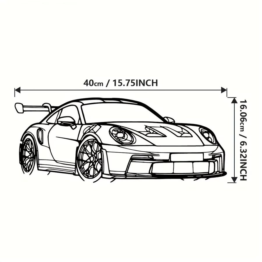 DDPNKL Supercar Metall-Wandkunst moderne Rennwagen-Umrissskulptur aus Eisen in Schwarz, B: 40,01 cm, H: 40,01 cm - Bild 2