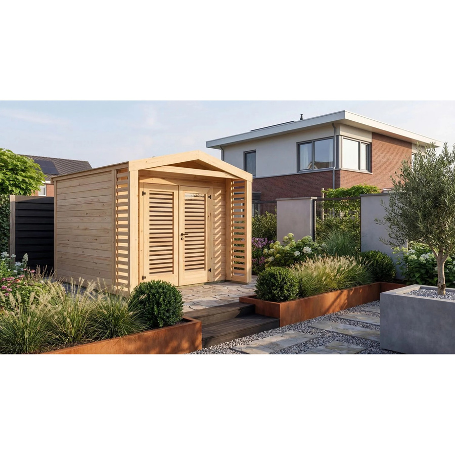 Weka Holz-Gartenhaus Killarney mit Satteldach in Natur Braun B: 313 cm, T: 261 cm, H: 241 cm - Bild 2
