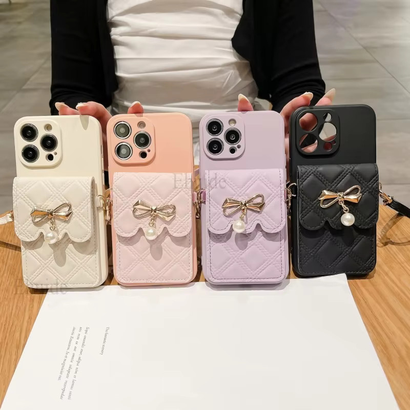 Niedrige Schmetterling Handyhülle für Samsung Galaxy mit Kartenetui und Trageriemen in Pink - Bild 4