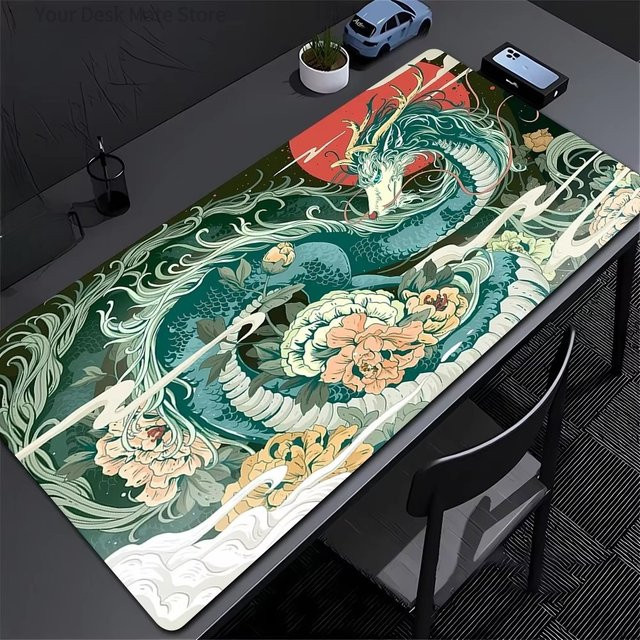 Potdemiel Schreibtischunterlage mit asiatischem Drachen-Design, wasserdicht und rutschfest, Multicolour - Bild 1