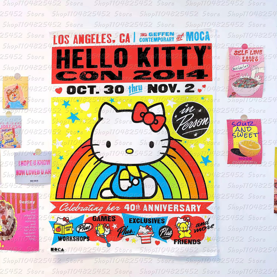 Sanrio Hello Kitty Wanddekoration aus Textil in Mehrfarbig mit Motiv aus Cartoon und Tieren, Breite: 40 cm, Höhe: 40 cm - Bild 1