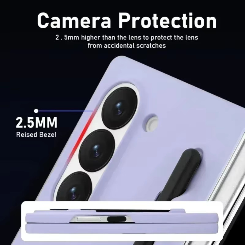 Matte und schlanke Handyhülle mit Stift und integrierter Displayschutzfolie für Samsung Galaxy Z Fold 7, 6, 5, 4, 3 in Pink - Bild 3