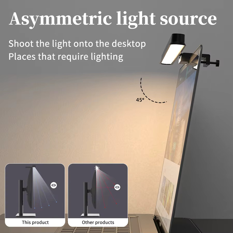 GGBEE LED Monitorlampe Schwarz mit USB-Touch-Dimmer und asymmetrischer Hintergrundbeleuchtung für Home Office und Task Lighting - Bild 6