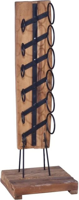 vidaXL Weinständer für 6 Flaschen aus Teak-Massivholz und Eisen in Braun, B/T/H: 35 x 35 x 100 cm - Bild 1