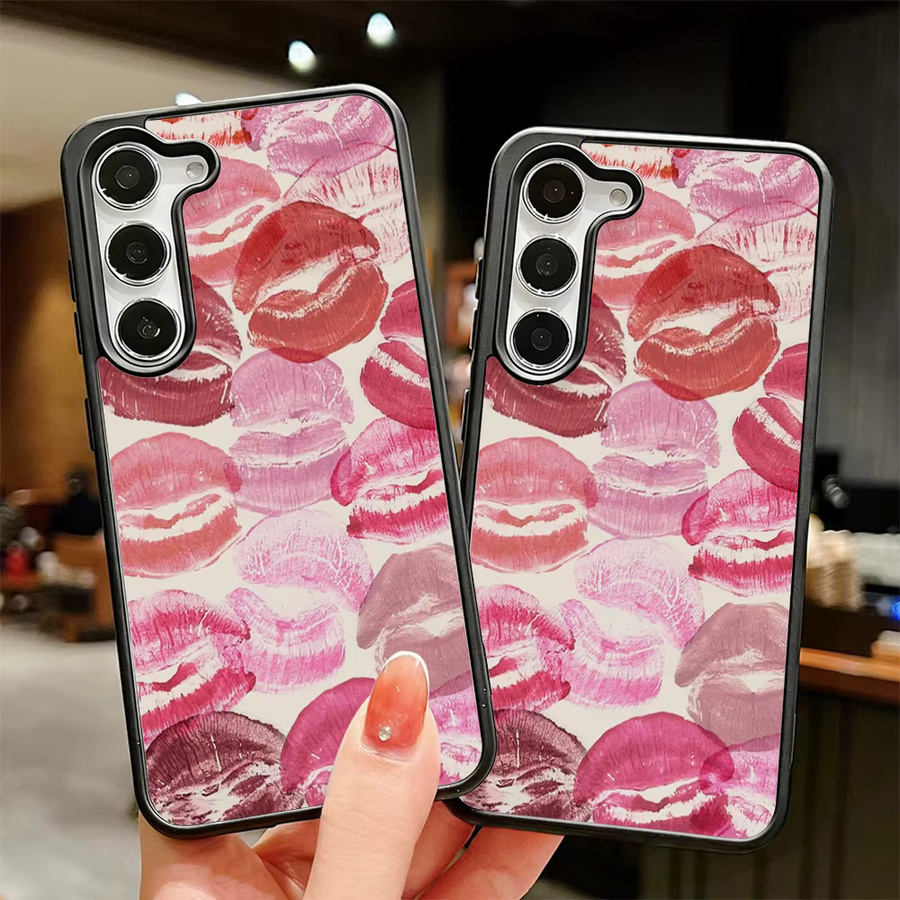 Stoßfeste Handyhülle mit Lippen-Design für Samsung Galaxy S26 Ultra, S25, S24 FE, S23, A56 5G, A55, A54, A36, A17, A16, A15, A07 in Pink - Bild 2