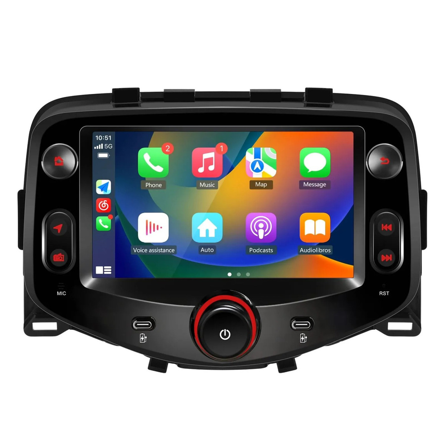 Junsun Autoradio mit Bluetooth in Schwarz für Peugeot 108, Toyota Aygo und Citroen ab Baujahr 2015 bis 2021 - Bild 2