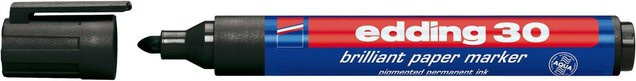 Edding 30 Brilliant Papermarker Permanent Marker mit Bullet Spitze in Schwarz (Strichstärke 1,5-3 mm) - Bild 1