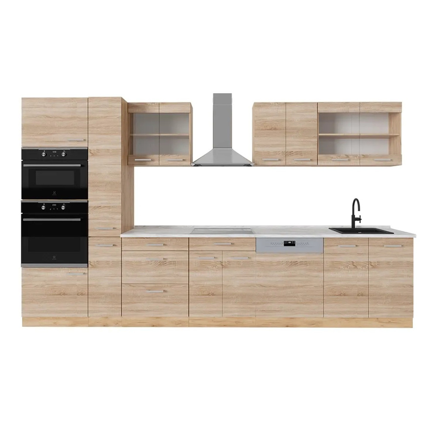 Vicco R-Line Küchenzeile Sonoma Eiche mit Marmor-Optik, Breite: 350 cm - Bild 2