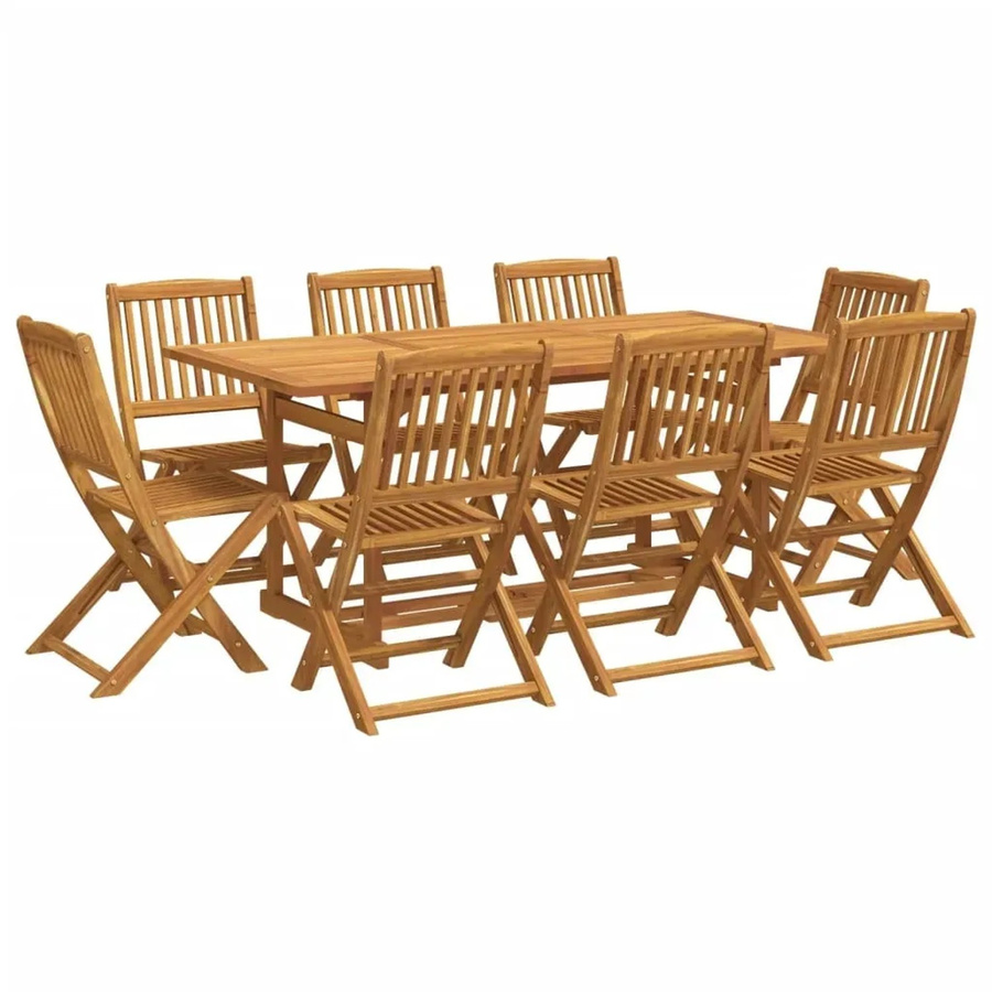 vidaXL 9-tlg. Garten-Essgruppe aus Akazien-Massivholz in Braun, B/T/H: 180 x 90 x 75 cm - Bild 2