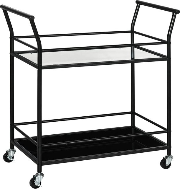 HOMCOM Küchenwagen mit 2 Ablagen aus Metall und Glas in Schwarz, B/T/H: 75 x 40 x 80 cm - Bild 1