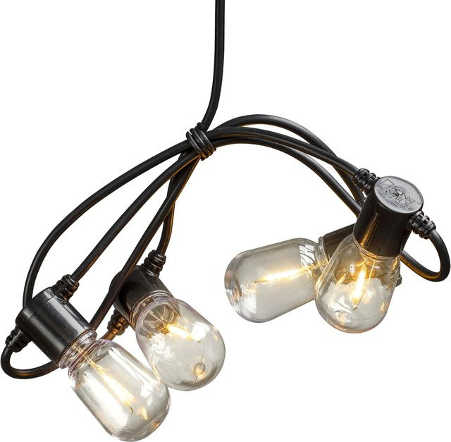 Konstsmide LED-Lichterkette für Garten und Terrasse, 20 bernsteinfarbene Birnen, schwarz, warmweißes Licht, IP44 wetterfest - Bild 1