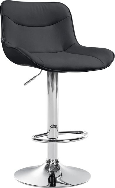 DELUKE Barhocker TAMPA Schwarz Kunstleder mit Lehne und Chrom-Gestell - Bild 1