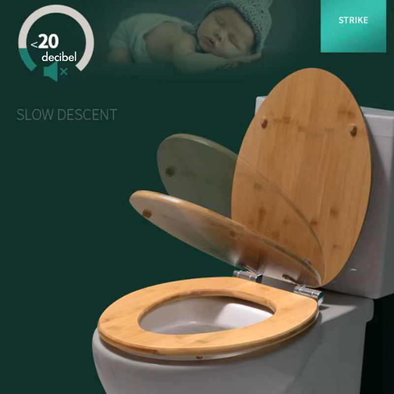 ZJMZYM Toilettensitz aus Bambus in Braun, oval und modern, Länge: 380 bis 470 mm - Bild 4