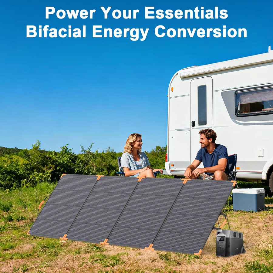 MHPOWOS Bifaziales Solarmodul 400W Tragbares Faltbares Solarladegerät mit ETFE-Beschichtung in Schwarz - Bild 5