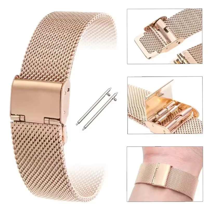 Uhrenarmband Edelstahl, Milanaise, Roségold, Unisex, für Amazfit T-Rex 3 - Bild 2