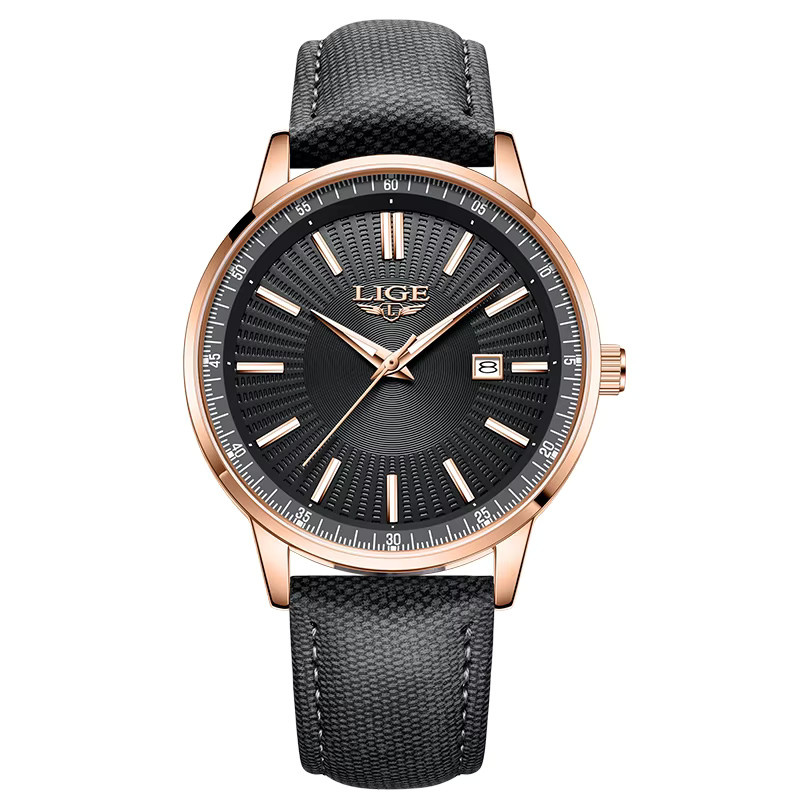 LIGE Armbanduhr, Quarz, Analoguhr, Schwarz, Roségold, Herren - Bild 7
