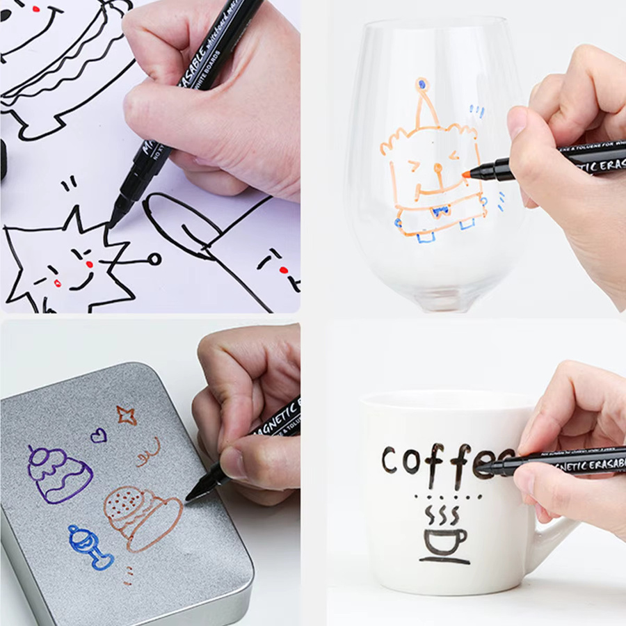 XD-TOPQC 8-Farben-Magnet-Whiteboard-Stifte in Multicolor, löschbare Graffiti-Stifte für Kinder mit Schwammkopf und Bullet-Spitze - Bild 6