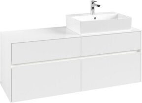 V&B Waschtischunterschrank Collaro in Weiß mit LED 10W, B/T/H: 140 x 54,8 x 50 cm - Bild 1