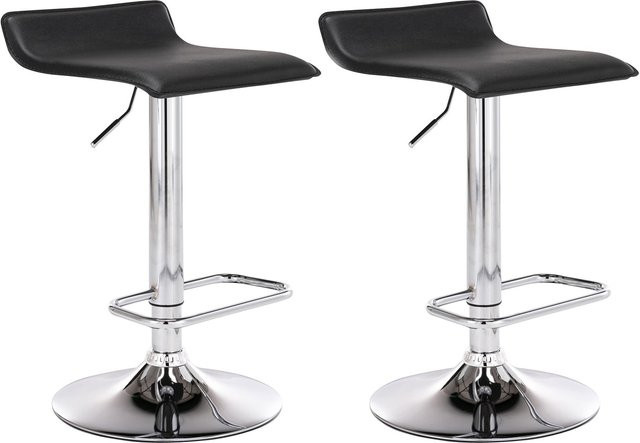 CLP 2er Set Barhocker Dyn in Schwarz mit Kunstlederbezug, höhenverstellbar und drehbar mit Fußstütze - Bild 1