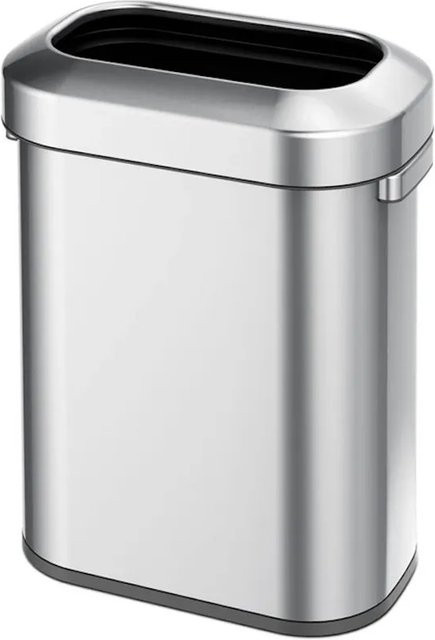 PROREGAL Ovaler Offener Abfallsammler aus Gebürstetem Edelstahl in Silber, 60 Liter, H x B x T: 65 x 46,2 x 28,8 cm - Bild 1