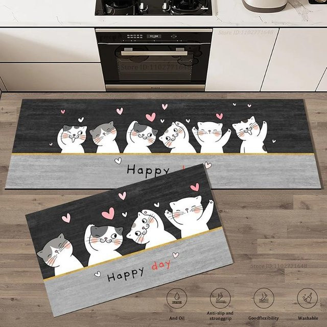 Lodestar Katzen Fußmatte aus Polyester, rutschfest und waschbar, B/T: 40 x 60 cm - Bild 1