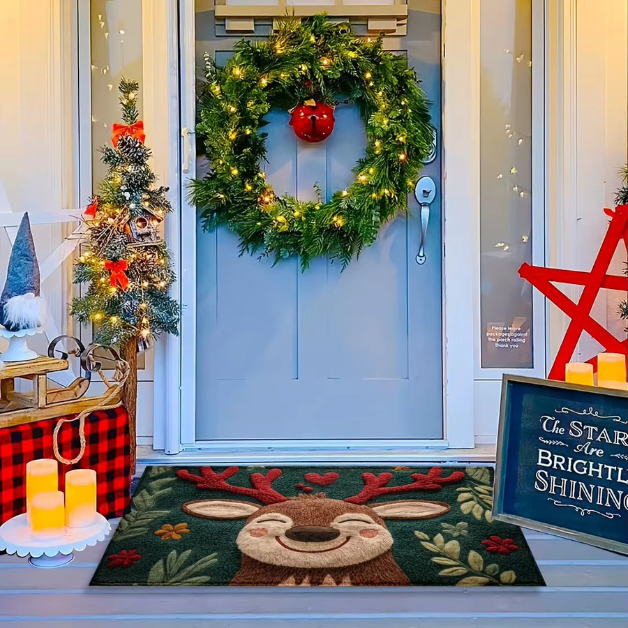 VIAMA Weihnachts-Rentier Fußmatte rutschfest für Eingangsbereich, Küche und Badezimmer - Bild 3