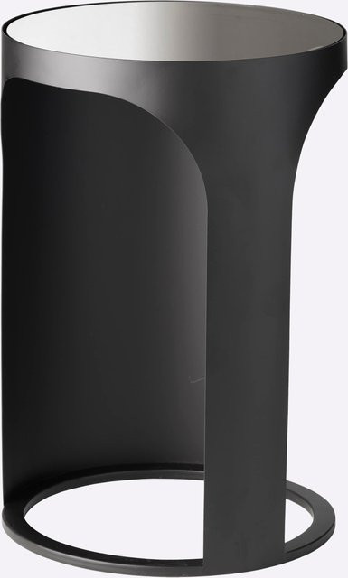 Beistelltisch rund in Schwarz aus lackiertem Metall und Glas, B/T/H: 29,5 x 29,5 x 45,0 cm - Bild 1