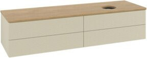 V&B Waschtischunterschrank Antao mit Frontstruktur und Beleuchtung, Farbe Eiche Honig Braun, B/T: 160 x 50 cm - Bild 1