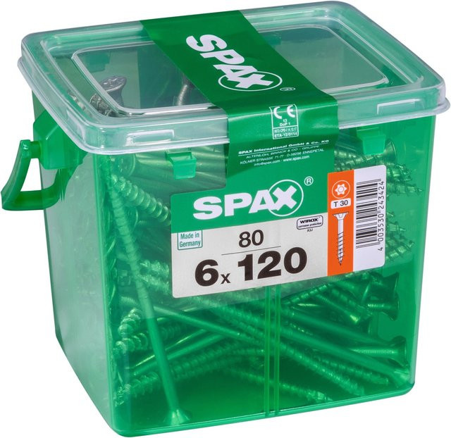 Spax Senkkopf Universalschraube für Holz mit Torx-Antrieb aus Stahl, Durchmesser: 6 mm, Länge: 120 mm, 80 Stück - Bild 1