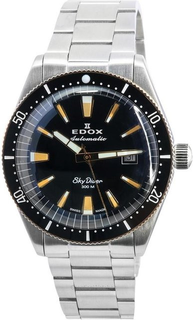 Edox Skydiver Automatik Taucheruhr, Edelstahl, Schwarz, 42 mm, Herren - Bild 1