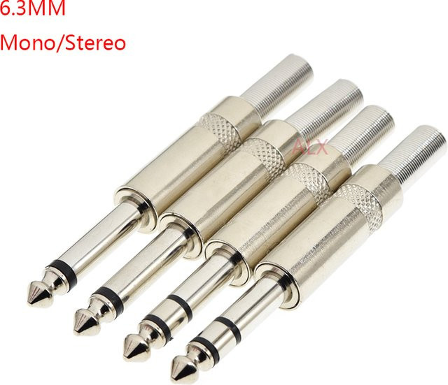 ALINSIN Audio Jack Stecker 6,35 mm Mono/Stereo Metall Adapter in Silber - Bild 1
