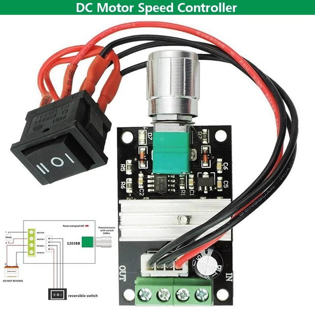 2er Pack DC Motor Drehzahlregler PWM mit Umkehrfunktion, 80W, Schwarz - Bild 1