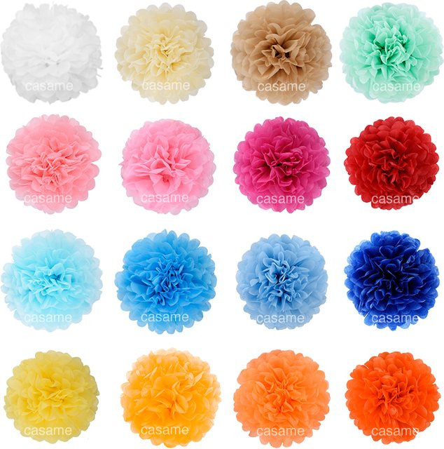 10 Stück bunte Seidenpapier-Pom-Pom-Dekorationen in Form von Blumen, Durchmesser: 15,24 cm - Bild 1