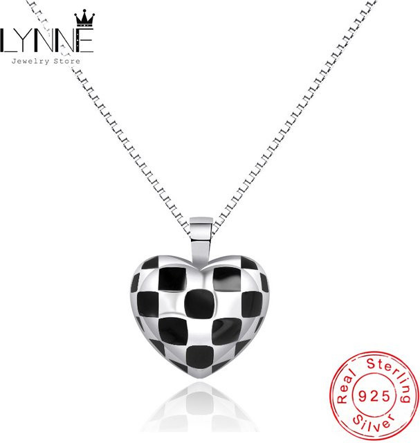 Lynne Halskette, 925 Silber, Schwarz, Herz Anhänger, Damen - Bild 1