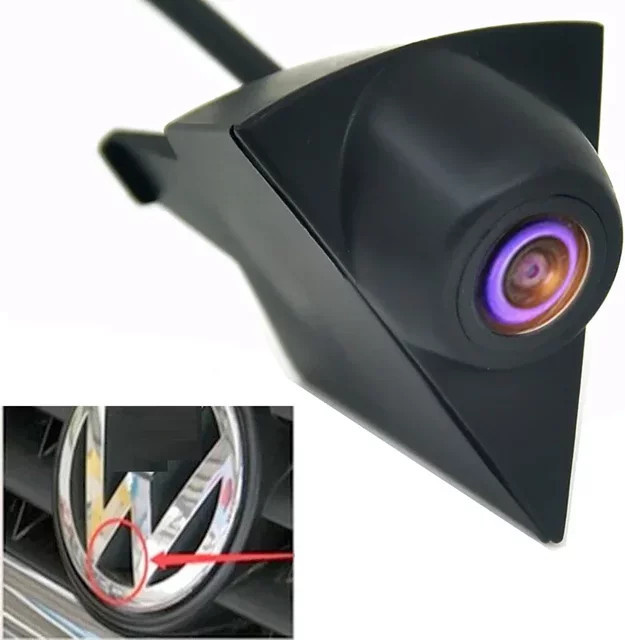 Auto Wayfeng WF Frontkamera für VW Volkswagen Golf Jetta Touareg Passat Polo Tiguan Bora, wasserdicht, Schwarz mit eingebettetem Logo - Bild 1