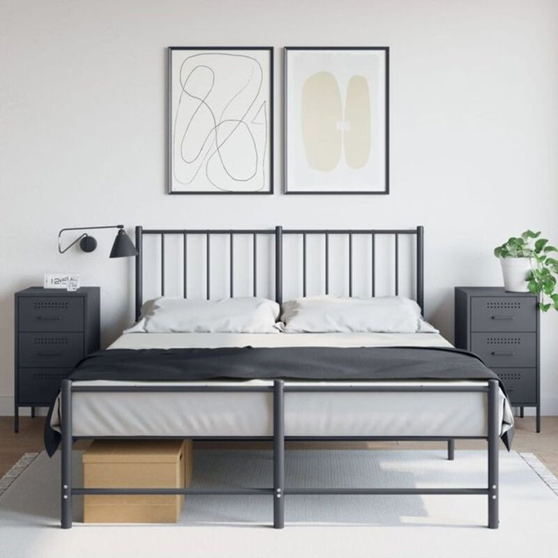 Vidaxl Set aus 2 Nachttischen im Industrial Design aus Stahl, Anthrazit, B/T/H: 36 x 39 x 68 cm - Bild 1