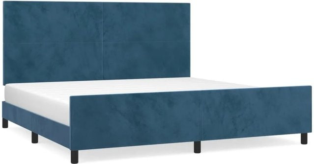 vidaXL Bettgestell mit Kopfteil aus Samt in Dunkelblau, B/T: 200 x 200 cm - Bild 1