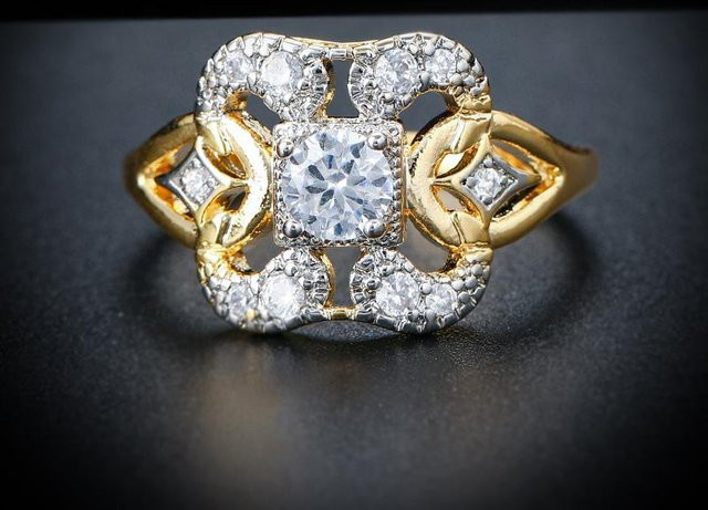 YIRAN Ring, Zirkonia, Weiß, Gold, Damen - Bild 1
