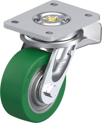 Blickle Lenkrolle LO-GST 127K-ST mit Feststeller in Silber und Grün, Rad-Durchmesser: 125 mm, Tragfähigkeit: 450 kg - Bild 1