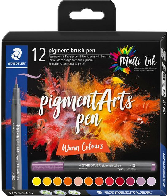 STAEDTLER Pigment Brush Pen Set mit 12 warmen Farben in Multicolour - Bild 1