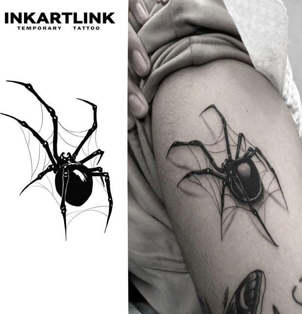 INKARTLINK Temporärer Spinnen-Tattoo-Aufkleber, wasserfest, semi-permanent - Bild 1
